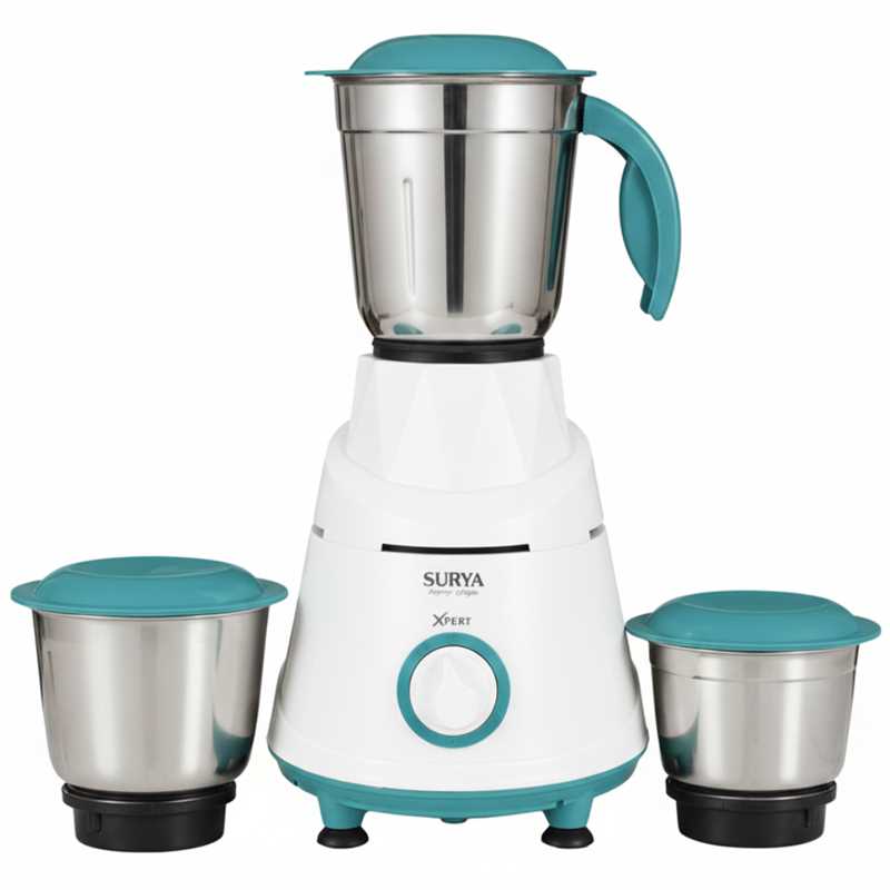 Surya Roshni Xpert 550W Mixer Grinder | 3 Stainless Steel Jars, Super Efficient Blades, Powerful Motor, Overload Protection, 5-Year Motor Warranty_XPERT-550