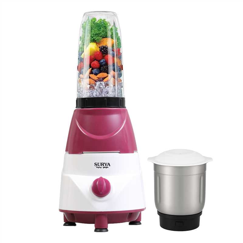 Surya Roshni Fusion Nutri Blend & Mixer Grinder 500W | Powerful Motor with Blender Jar & Multipurpose Grinding Jar_FUSION